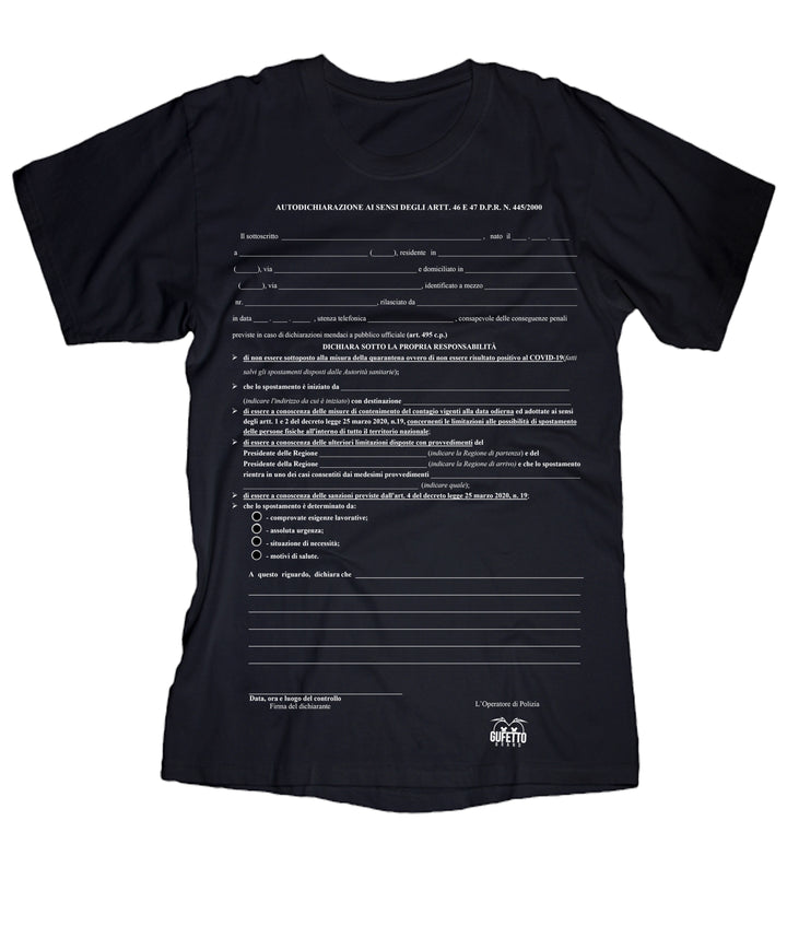 T-shirt Donna  Autocertificazione 4 Maggio ( O4901 ) - Gufetto Brand 