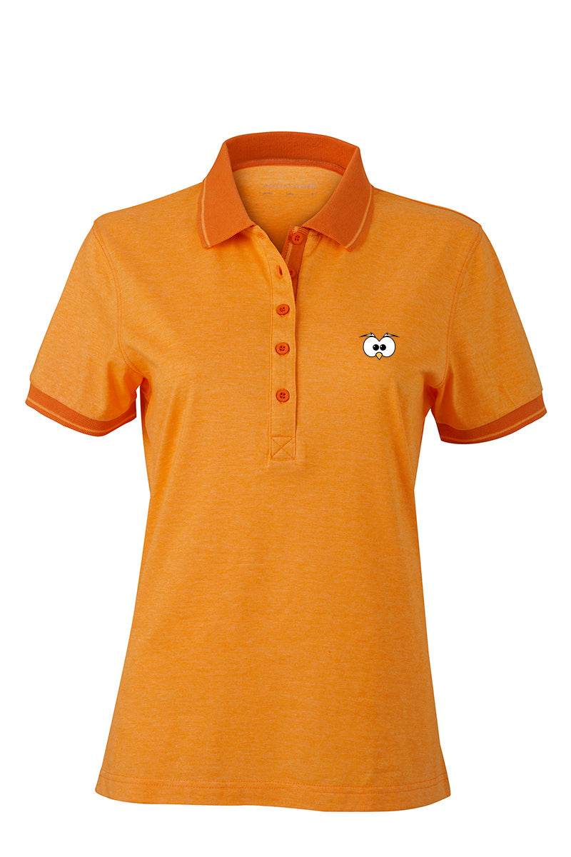 Polo Donna Arancione Occhi ( logo ricamato ) - Gufetto Brand 