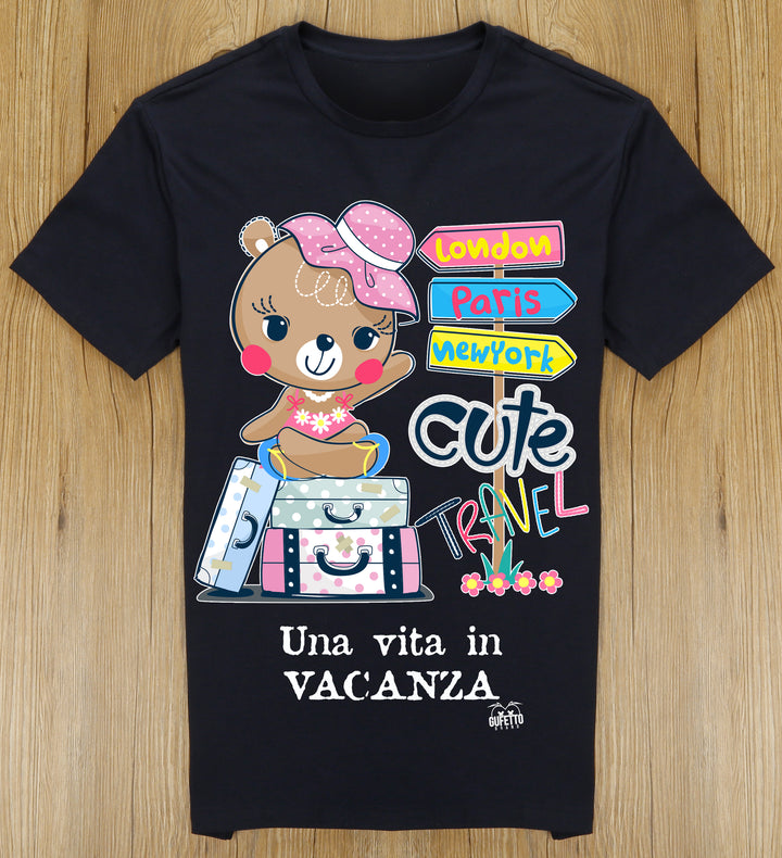 T-shirt Donna Una vita in vacanza ( C8402 ) - Gufetto Brand 