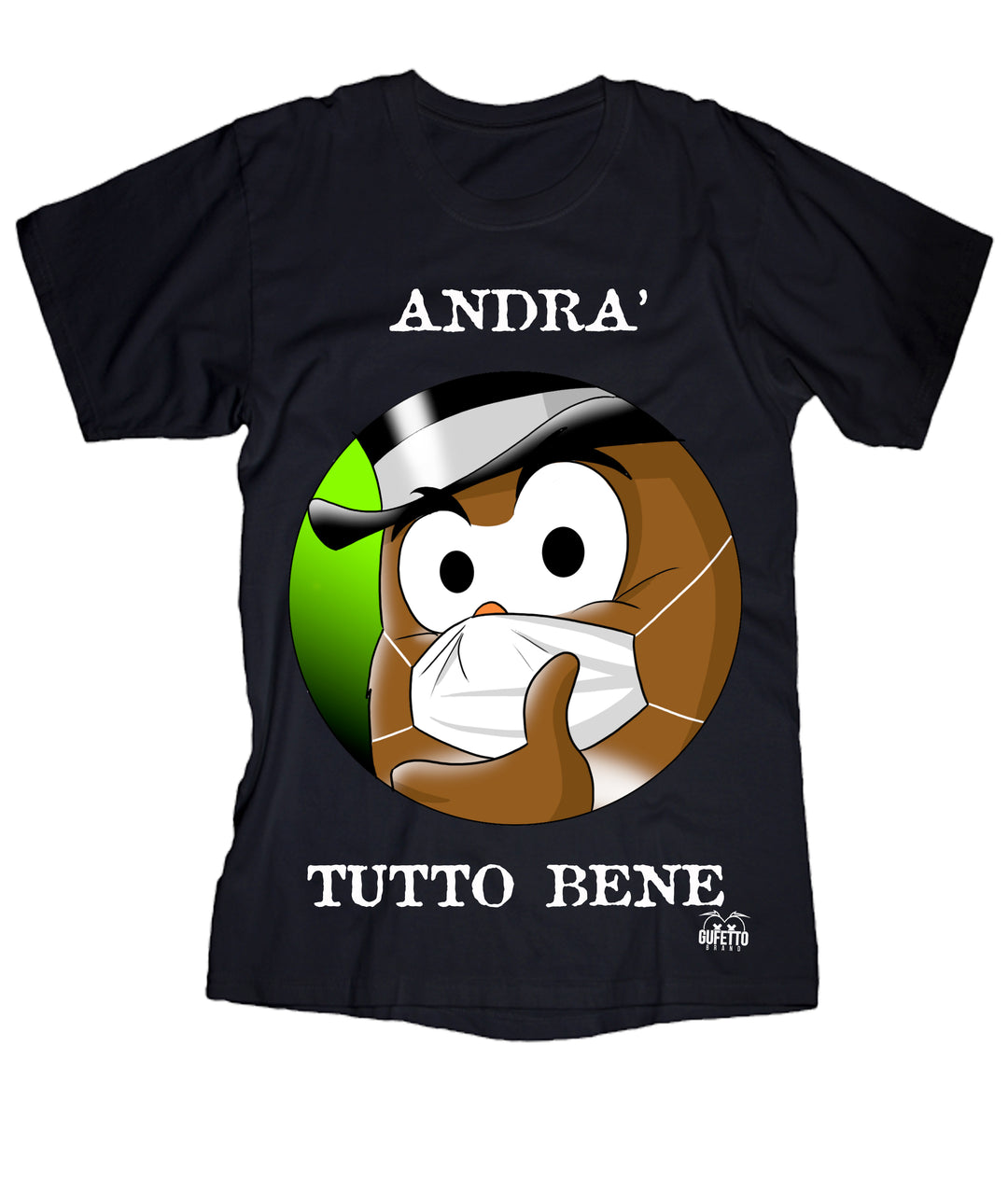 T-shirt Uomo Andrà tutto bene 'Gufetto' ( J827 ) - Gufetto Brand 