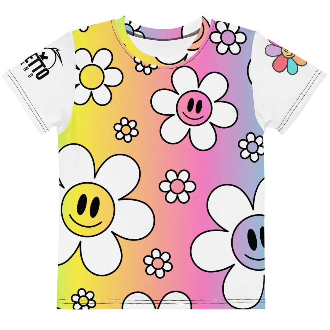 T-shirt girocollo per bambini FLOWER SMILE - Gufetto Brand 
