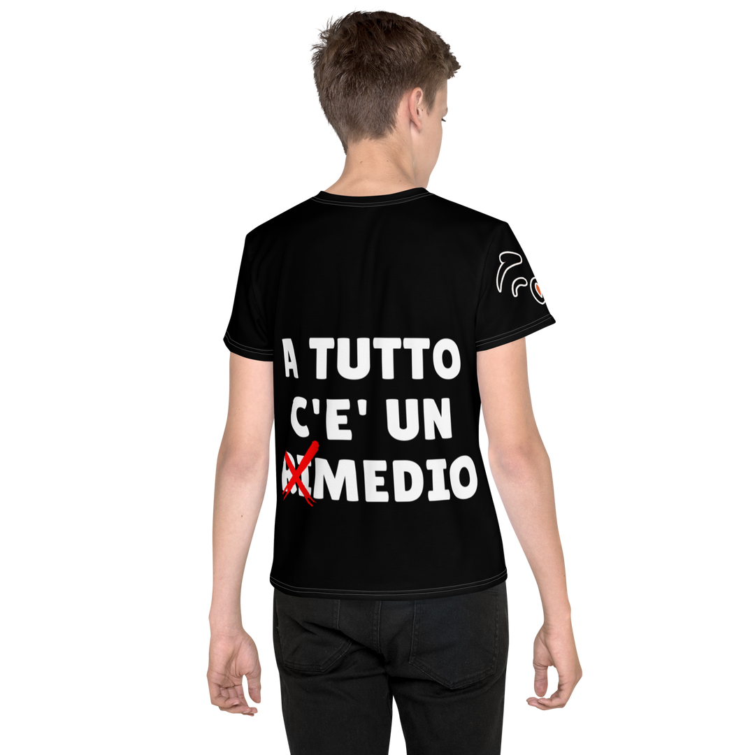 T-shirt girocollo per ragazzi Mediolo Nera - Gufetto Brand 