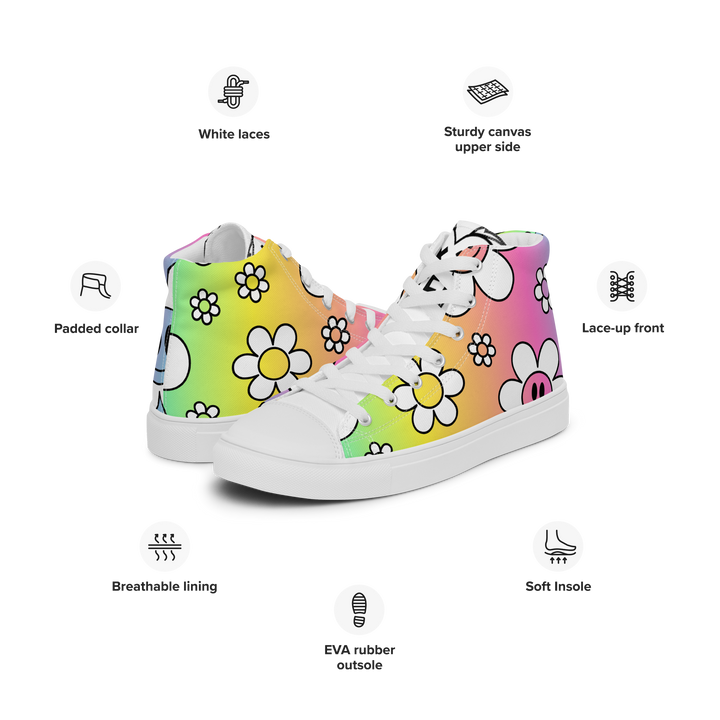 Sneakers alte in tela da uomo FLOWER SMILE - Gufetto Brand 