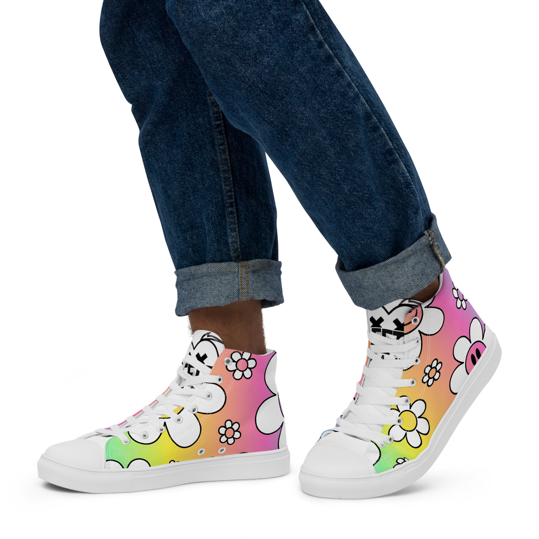 Sneakers alte in tela da uomo FLOWER SMILE - Gufetto Brand 