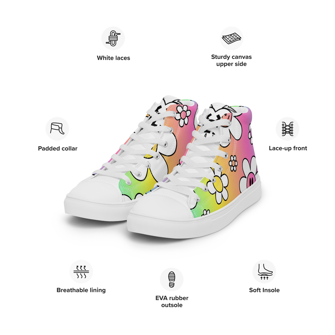 Sneakers alte in tela da uomo FLOWER SMILE - Gufetto Brand 