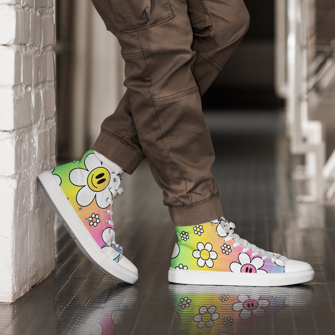 Sneakers alte in tela da uomo FLOWER SMILE - Gufetto Brand 