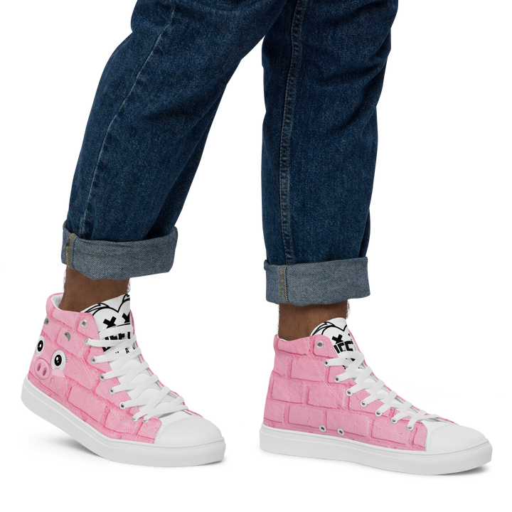 Sneakers alte in tela da uomo PINK PIG - Gufetto Brand 