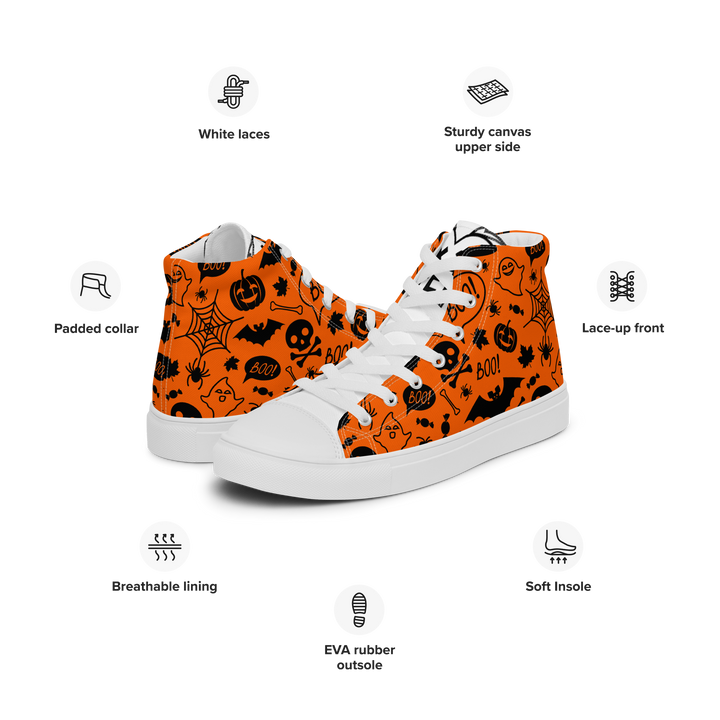 Sneakers alte in tela da donna HALLOWEEN ORANGE EDITION - Gufetto Brand 