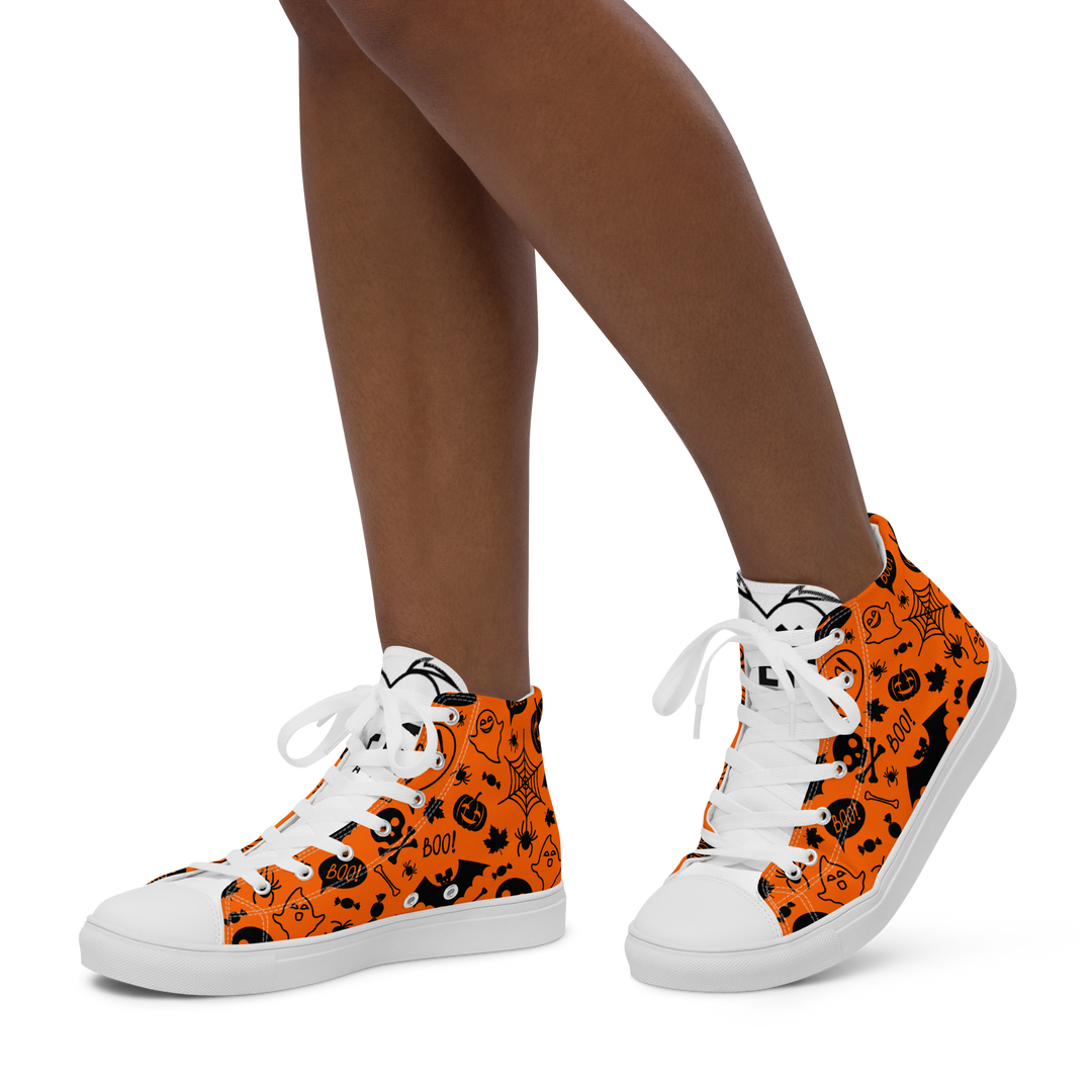 Sneakers alte in tela da donna HALLOWEEN ORANGE EDITION - Gufetto Brand 