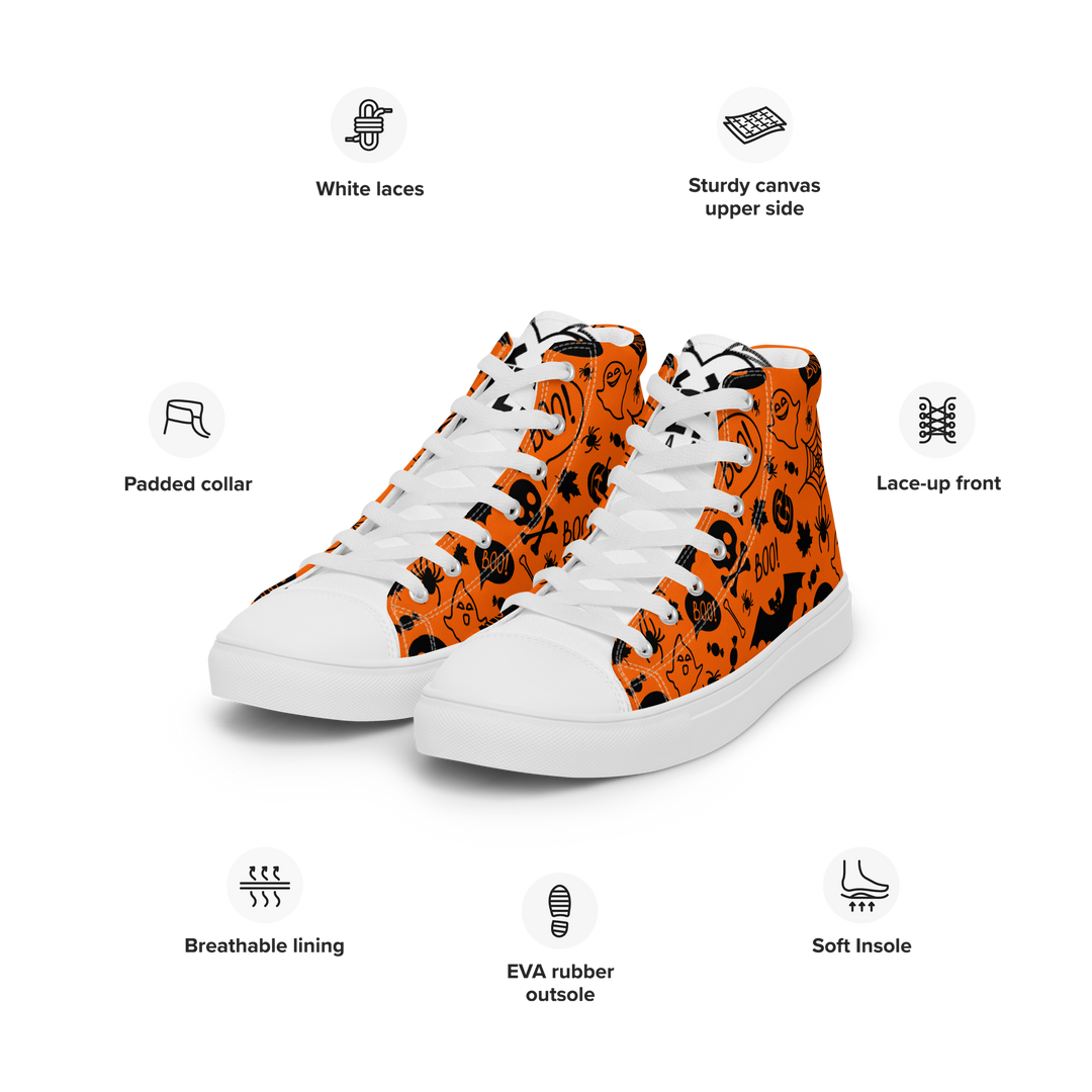 Sneakers alte in tela da donna HALLOWEEN ORANGE EDITION - Gufetto Brand 